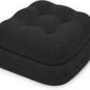 baibu Set of 2 Dining Chair Cushions, Dual-Layer Patent Design Memory Foam Kitchen Chair Cushions, Non-Slip Seat Pads with Ties, 16.5 x 16.5 x 3.5in, 2 Pack, Black