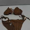 ZAFUL Women's Bikini Sets Beads Triangle Swimsuits 2 Piece String High Cut Cheeky Bathing Suits Medium