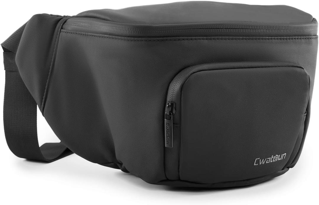 Cwatcun Waterproof Camera Waist Bag Compact Camera Case, Lightweight Portable Fanny Pack, Daily Carry Storage Case Crossbody Bag for Canon, Nikon, Sony, Fuji DSLR/SLR/Mirrorless Camera, Lens, Black (Small)