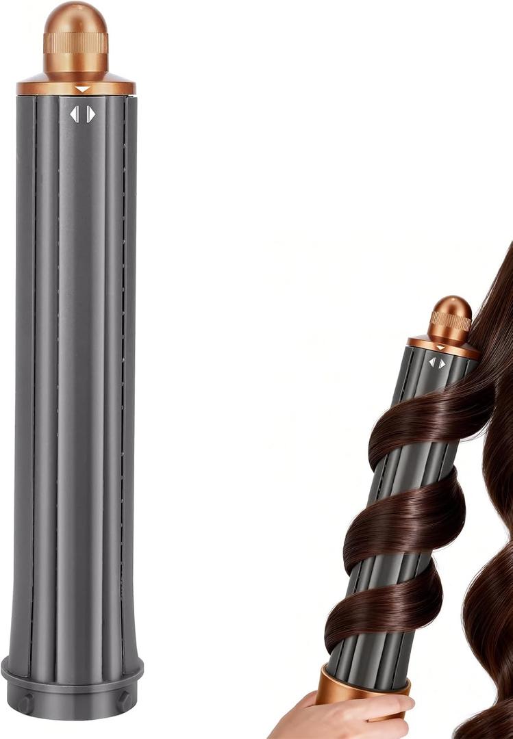 Long Conical Barrel Attachment Compatible with Dyson Airwrap HS01 HS05 HS08 Attachment, Adjustable Bidirectional Hair Curling Iron Accessories Create Bouncy Curls or Waves(Nickel/Copper, 1.2in)