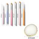 2 x Nail Art Brushes Set, 6 Pcs Nail Art Painting Drawing Brushes with Resin Nail Art Palette, Double-Ended Dotting Pen Nail Art Liner Brush, DIY Manicure Tools