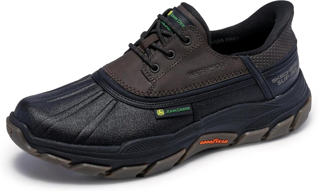 Skechers Men's JDW Respected Tanzier Rain Shoe (9.5 X-Wide, Black/Brown)