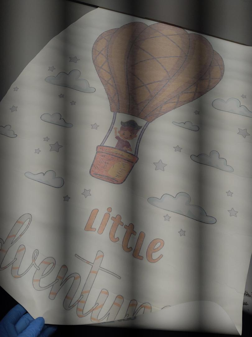 Joyful Hot Air Balloon Wall Decal for Girls Boys Room - Little Adventurer Cute Boy Riding in Beautiful Hot Air Balloon Indoor Vinyl Sticker for Wall, Easy Apply Easy Remove, Size: 24 Inch X 30 Inch