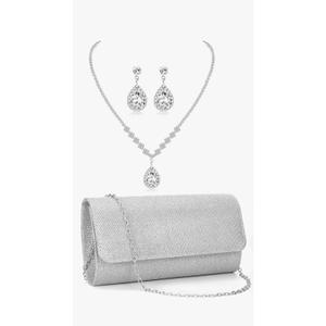 FEYIR Clutch Purse Jewelry Set for Women Evening Bags Rhinestone Crystal Necklace Earrings Bracelet Set Formal Wedding Bridal Accessories Jewelry for Prom