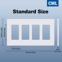 CML 4-Gang Matte White Decorator Screwless Wall Plates, 4 Pack Light Switch Covers, Standard Size 4.68 X 8.34, Scratch and Impact Resistant, Hidden Screws, Polycarbonate