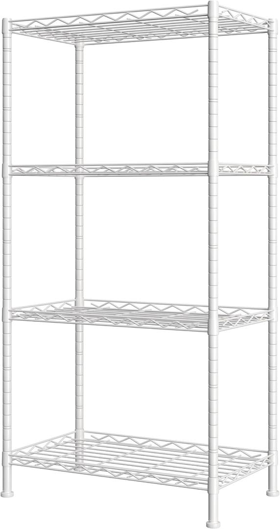 HOMEFORT 4-Shelving Unit, Adjustable Wire Shelving, Metal Wire Shelf Rack Organizer for Kitchen, Pantry, Closet, Bathroom, Laundry, White,21" W x 11" D x 41" H, 21"W x 11"D x 43"H