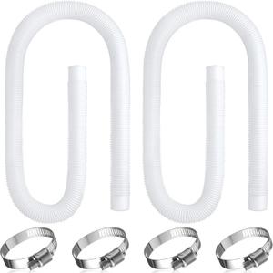 2 Sets Replacement Pool Hose for Above Ground Pools 1.5" x 4.9ft Long Pool Filter Pump Hoses Replacement Swimming Pool Hose Upgraded Pool Skimmer Hose Compatible with 10531to 25016(White)