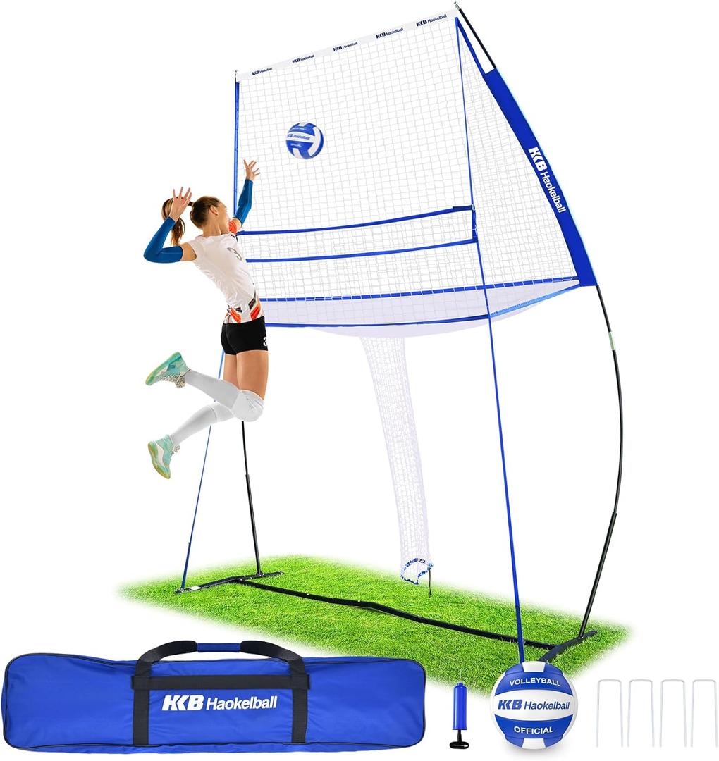 Haokelball Volleyball Training Equipment  118 FT Adjustable Volleyball Practice Net with Ball & Carry Bag, for Backyard, Indoor & Outdoor Use, Perfect for Serving, Hitting & Passing