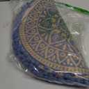 DII Woven Tabletop Collection Natural Jute, Placemat Set, 15" Round, French Blue Block Print, 6 Piece