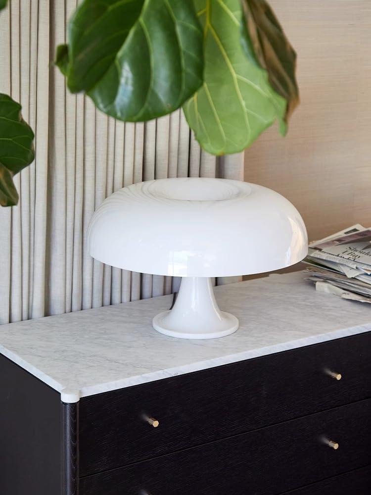 Mushroom Table Lamp W Dimmable with 4 Lighting Modes Retro Mushroom Shade Shaped Desk Lamp Mood NightLight Room Lights Table Lamp for Home Bedroom Liveroom Aesthetic Mid Century Modern (White)