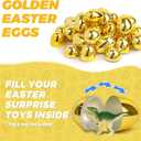 24 Pack 2.4 Inch Golden Easter Eggs, Metallic Plastic Empty Gold Eggs Bulk for Easter Egg Hunt, Easter Basket Stuffers Fillers, Filling Treats and Party Favors