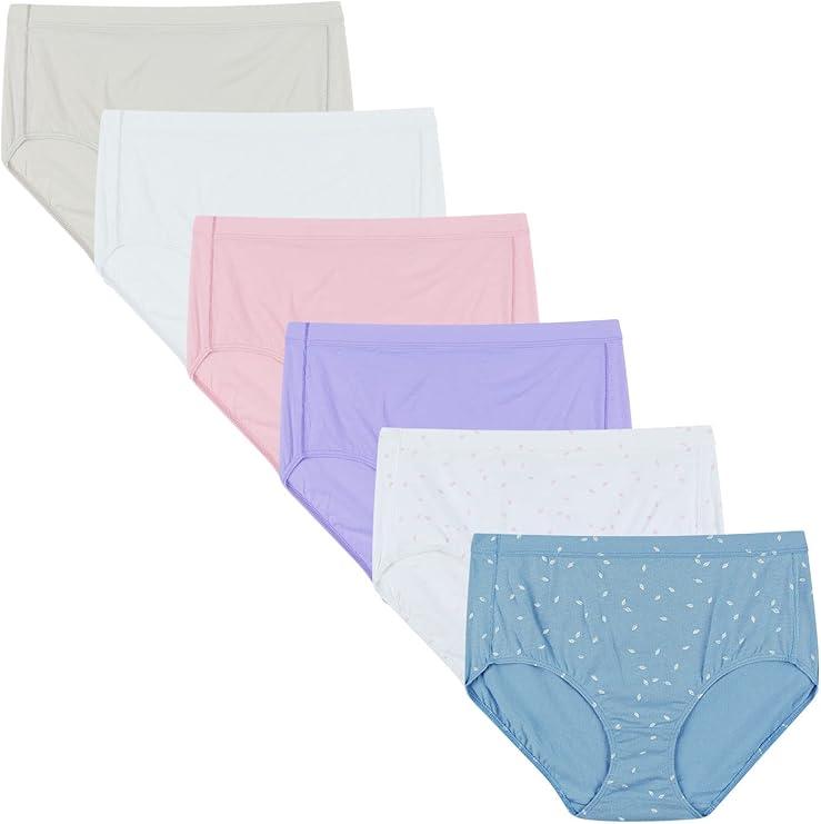 Hanes Women's Organic Cotton Panties Pack, ComfortSoft Underwear, Pack of 6 (Asssorted Colors), Size XL