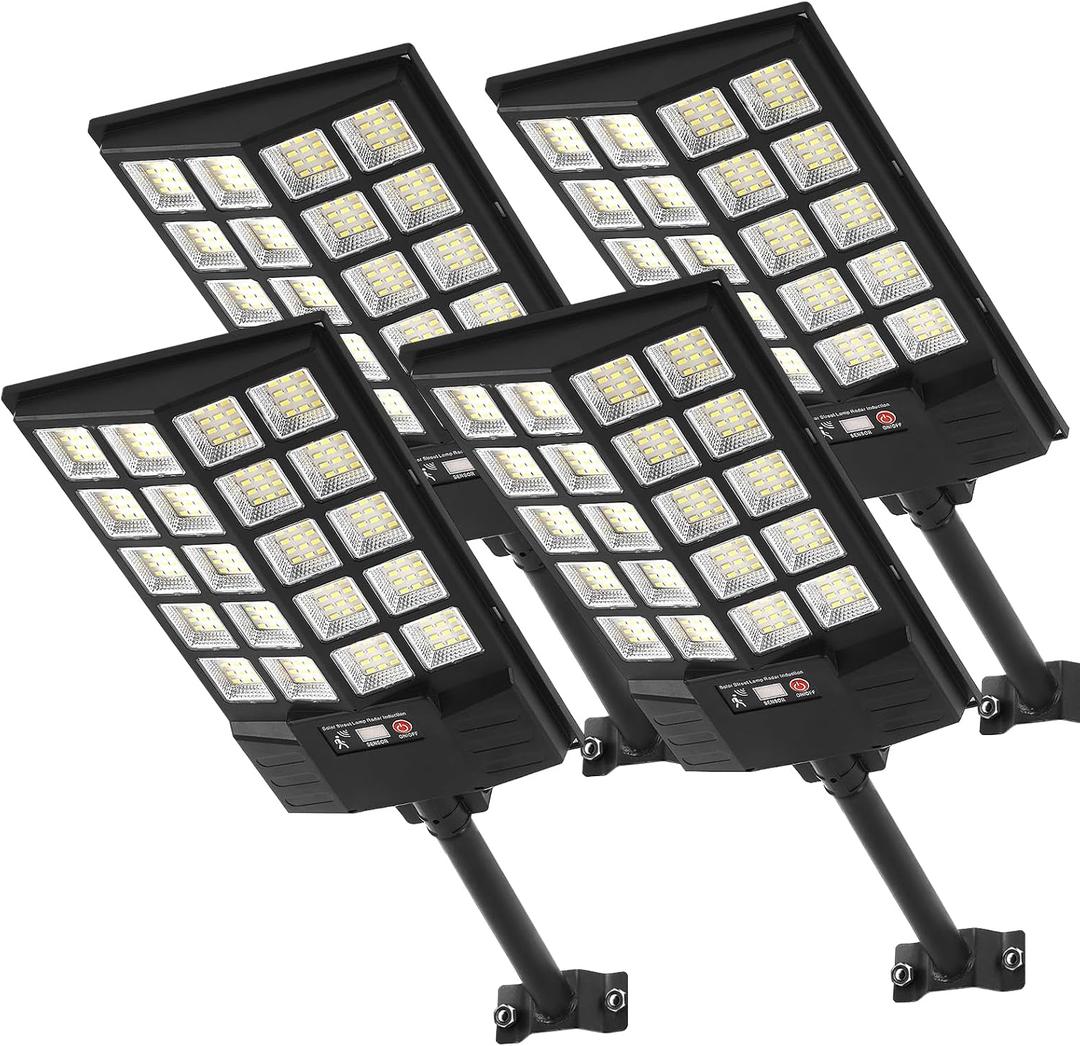 4 Pack Solar Street Lights Outdoor Waterproof with Motion Sensor
LED Solar Flood Light with Remote Control，Dusk to Dawn Solar Security Light for Yard Garden Patio Fence, Wall/Pole Mount