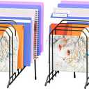 Gawerk Incline Metal Desk Magazine Folder Holder, Sorter Desk File Organizer with 8-Section Vertical Compartments Rack File Organizer for Office, Home, School (2 Pack)
