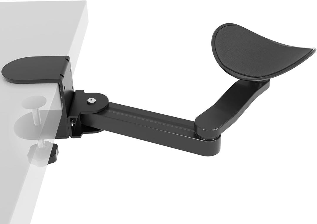 Ergonomic Arm/Elbow Rest for Desk - Foldable Rotatable Elbow Support for Computer Desk, Office & Gaming Comfort (Black)