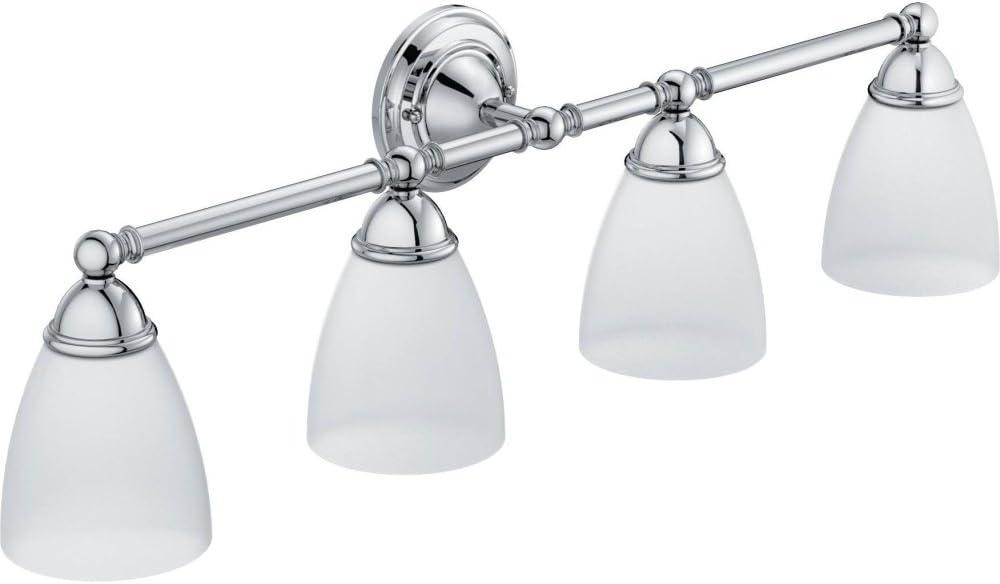 Moen YB2264CH Brantford 4-Light Dual-Mount Bathroom Vanity Fixture with Frosted Glass, Chrome