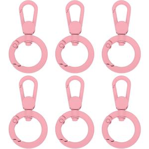 Uxcell 6Pcs Swivel Clasp Clip, Metal Spring Snap Hooks Keychain Key Ring Double Opening Lobster Claw Clasp Zinc Alloy Purse Clips for Jewelry Crafts Lanyard Making, Light Pink
