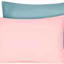 Soft Organic Cotton Toddler Pillowcases 14 X 20 Inches, Fit 13 X 18, 14 X 19 Pillows, Smooth Pearl Cotton Baby Pillowcases with Envelope Closure, Pink and Sterling Blue, Set of 2