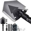 iunio 38inch Survival Folding Shovel with Handle Lock Design, Portable Entrenching Tool, Foldable Camping Multitool, Tactical Collapsible Spade for Hiking, Backpacking, Offroading, Car Emergency (Silver)