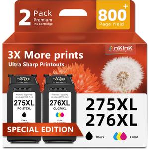 Ankink 275XL 276XL Combo Pack Ink Replacement for Cannon 275 and 276 Ink cartridges for Canon PG-275 XL Black Color for TS3522 TR4720 TR4722 TS3520 TS3500 TR4700 TS3700 TS3720 TS3722 Printer