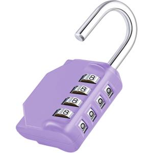ZHEGE Combination Lock, 4 Digit Combination Padlock Outdoor, School Lock, Gym Lock (Purple) (1P)
