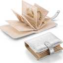 Vlando Travel Jewelry Organizer Case,Travel Gifts for Women,Portable Jewelry Storage Book Ring Binder with Clear Zipper Velvet Jewelry Pouch Bag-Silver