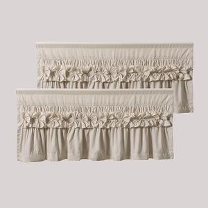 HIG 2 Pack Camel Ruffle Window Valances – Handcrafted Bow Tie Blackout Curtain Valances for Windows/Bathroom/Living Room/Bedroom, Farmhouse Decorative Privacy Kitchen Valance, 42"x18"(N60047)