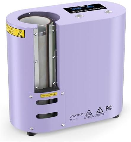 GO2CRAFT Auto Seamless Tumbler Heat Press Machine, Automatic Rotation Advanced Cup Heat Press with Fast & Even Heating, 4 Memory Modes for 11-30oz Sublimation Tumblers, Mug, Glasses(Purple)