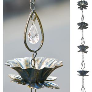 8.5Ft Rain Chain for Gutters,Lotus Rain Chain for Gutters Downspout Replacement, Decorative & Functional Rain Catcher Chain for Patio/Garden