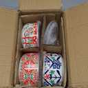 Chubacoo Ceramic Bowl with Lid: Microwave Safe Soup Containers Set of 3 for Meal Prep, Cereal, Salad, Picnic, Camping, Office Lunch, Kitchen Food Storage 5 Inch, 20 oz, Design A