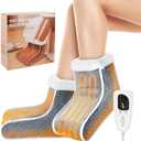 Split Electric Foot Warmer, Quick Heating Pad for Feet, 6-Level Heated Slippers for Men Women, Soft Heated Boots, Feet Warmer with Detachable Washable Liner for Home (12.2*5.9*8.61/Grey)