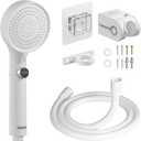 RV Shower Head with Hose and On/Off Button, High Pressure 5 Mode Shower Head Replacement, Easy Install, White Upgrade for RV, Camper, Van, Travel Trailer, Motorhome, Boat and Tiny Home