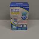 16 Pack Vacuum Storage Bags with Hand Pump, 4 Jumbo + 4 Large + 4 Medium + 4 Small Plastic Packaging Bags, 80% Space Saver Vacuum Seal Bags for Clothing, Travel Lugggage, Blankets, Comforters