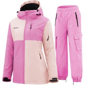 GEMYSE Women's Ski Snow Jackets and Pants Set Windproof Waterproof Snowsuit Warm Winter Snowboarding Insulated Coat (X-Large)