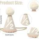Boho Half Birthday High Chair Banner with Cone Hat White Sand Beige Neutral 1/2 Birthday Half Way To One Baby Boy Baby Shower Wall Hangings Decorations