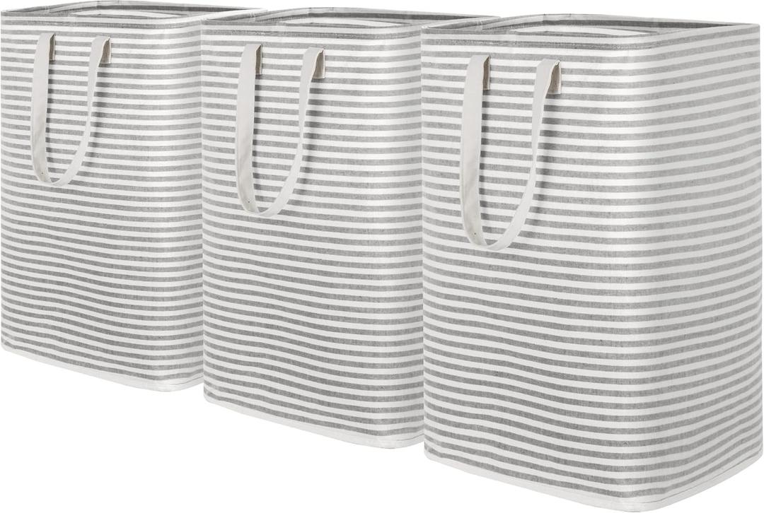 Lifewit 3 Pack Laundry Hamper Large Collapsible Laundry Baskets, Freestanding Waterproof Clothes Hamper with Easy Carry Handles in Laundry Room Bedroom Bathroom College Dorm for Adults, Gray, 3 x 80L (Grey) Lifewit 3 Pack Laundry Hamper Large Collapsible Laundry Baskets, Freestanding Waterproof Clothes Hamper with Easy Carry Handles in Laundry Room Bedroom Bathroom College Dorm for Adults, Gray, 3 x 80L (Grey)