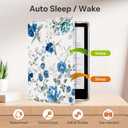 CoBak Case for Kindle Paperwhite 12th Gen 2024 (7") & Kindle Colorsoft Signature Edition (7") - New PU Leather Cover and Clear Soft Silicone Back Cover with Auto Sleep Wake Feature (Blue Blossom)