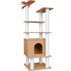 63 Inches Tall Cat Tree for Outdoor and Indoor Cats, Weatherproof Large Cat Condo with Scratching Posts