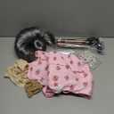 Cupohus Women's Old Lady Costume Kit, 100 Days of School Adult Granny Dress Cosplay, 8PCS Suit- Grandma Wig and wig Cap, Retro Glasses with chain, Faux Pearl Jewelry, Cane, Pink Floral Dress Suit, M