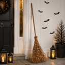 Yookeer 5ft Tall Witch Broom Light-up Halloween Witch Broom Decor