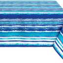 YiHomer Indoor Outdoor Tabletop for Spring Summer Decorations, Picnics and Dinner Parties - Stain and Water Resistant, Crayon Art (Ocean), Tablecloth, 60 x 120 Rectangle