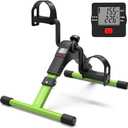 Pedal Exerciser Desk Exercise Bike Leg and Arm Bike with LCD Monitor Foldable (Black/Green)