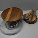 Large Glass Salad Bowl with Lid Set, 5.7 L Decorative Glass Mixing Bowl, Trifle and Serving Bowls with Lids as Cheese Charcuterie Board and Plate, Comes with Wood Serving Utensils