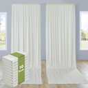 10 Panels 5x12ft Ivory Backdrop Curtains for Parties, Wrinkle Free Polyester Ivory Photo Backdrop Drapes 12 ft Long Back Drop Cloth for Wedding Birthday Photography Background Party, 5ftx12ft_10 Panels