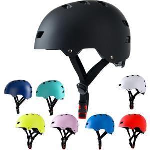 Bike Helmet 3 Sizes for Teenager Kids Youth Adults,Bavilk Skateboard Helmet Adjustable Multi-Sport Bicycle Cycling Scooter Roller Skate Inline Skating Rollerblading for Girls Boys Women Men Teen (L: 23.2-24.0", Matte Black)
