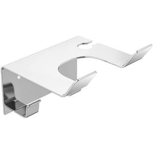Hair Dryer Holder JWCE Blow Dryer Holder Wall Mounted Fit for Most Hair Dryers Self-Adhesive or Punch Installation for Bathroom (Silver)