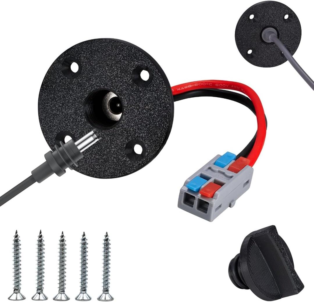 RV DC Cable Panel Mount Compatible with Starlink mini, 5.5 x 2.1mm 2-Pole DC Female SocketWaterproof Passthrough(Round, Black 1pcs)