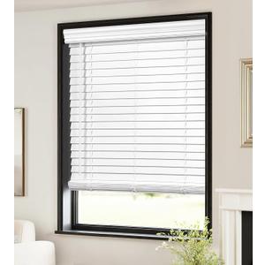 LazBlinds 2-inch Cordless Faux Wood Blinds with Royal Valance, Room Darkening Horizontal Window Blinds, Inside Mount Blinds for Windows - Fit for Window 23'' W x 48'' H - White