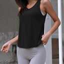 OYANUS Womens Summer Workout Tops Sexy Backless Yoga Shirts Open Back Activewear Running Sports Gym Tank Tops (Black, M)