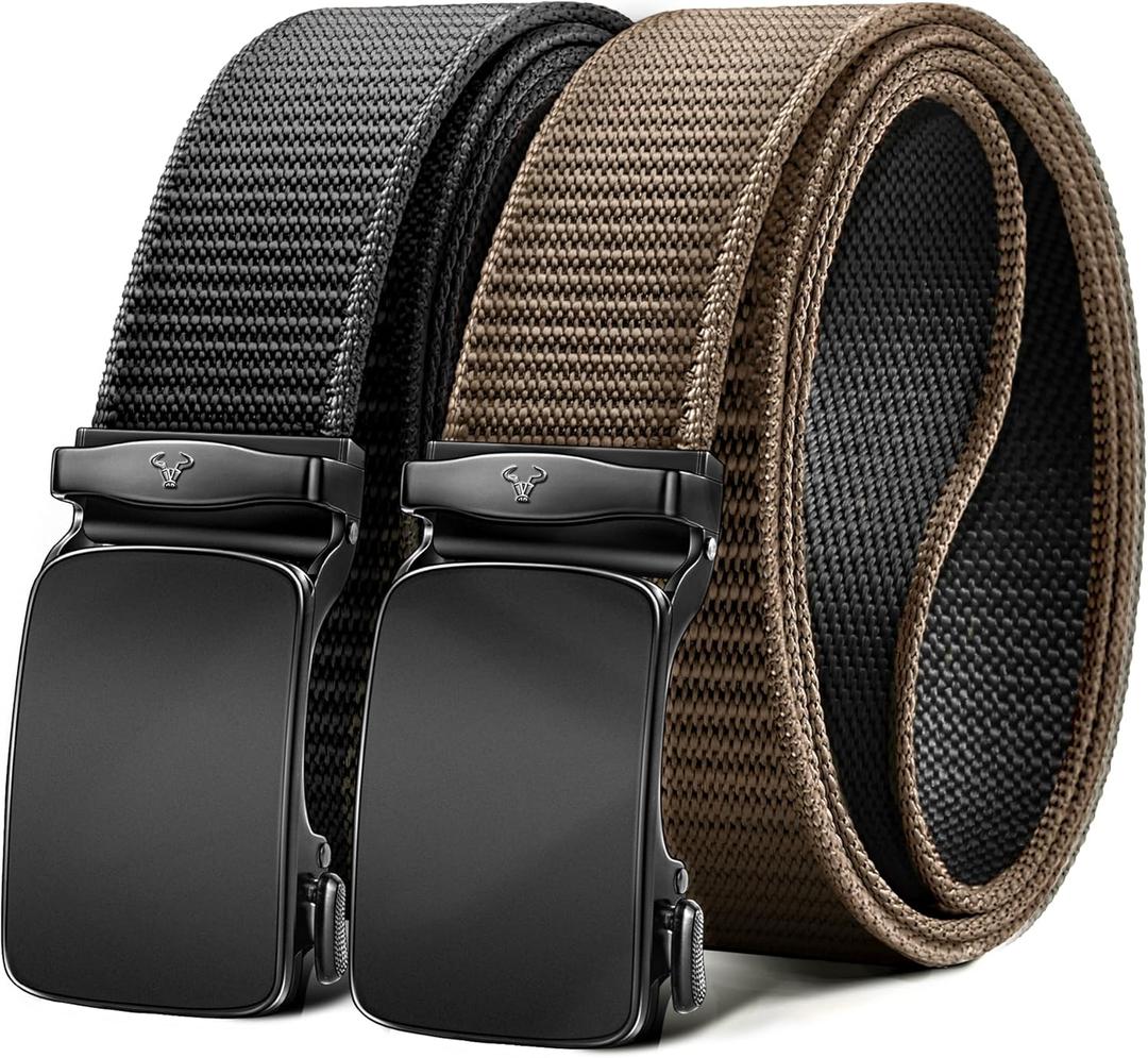 BULLIANT Men Belt-Reversible Ratchet Belt Stretchable for Gift Men Work Casual Golf 1 3/8"-Cut For Fit -2 In 1Belt (42"-46"Waist Adjustable, Black/Light Brown4713)